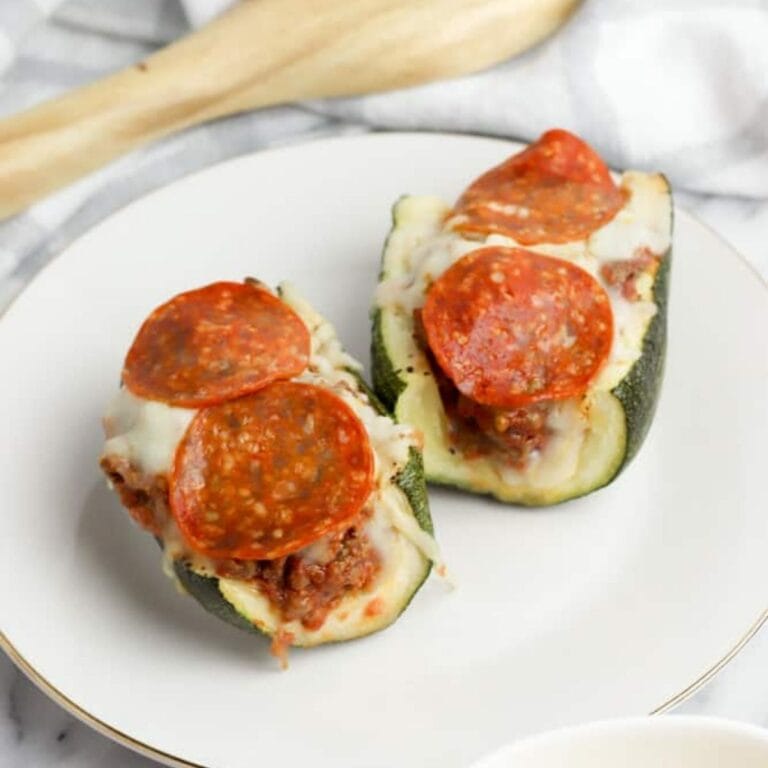 Low Carb Pizza Stuffed Zucchini Boats