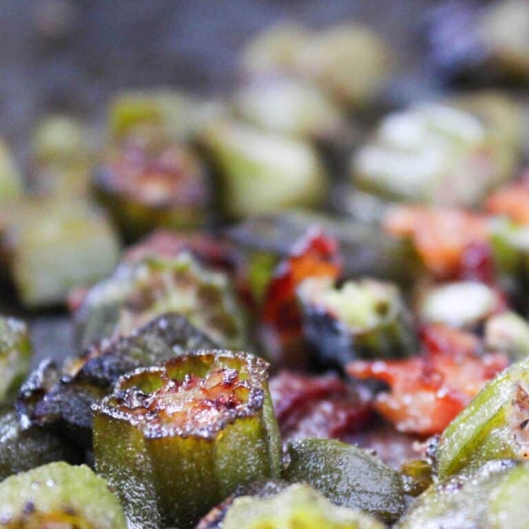 Crispy Roasted Okra with Bacon