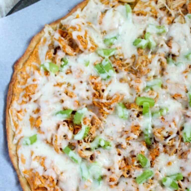 Low Carb Buffalo Chicken Pizza (THM-S, Gluten Free)