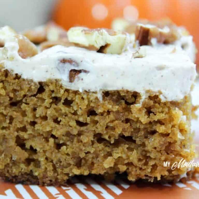 Pumpkin Pecan Cake (Low Carb, Sugar Free, THM-S) #trimhealthymama #thm #pumpkin #pumpkincake #pecan #sugarfree #lowcarb #glutenfree #mymontanakitchen