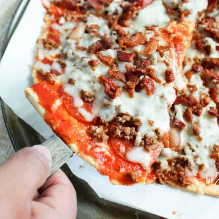Low Carb Triple Meat Pizza (THM-S)