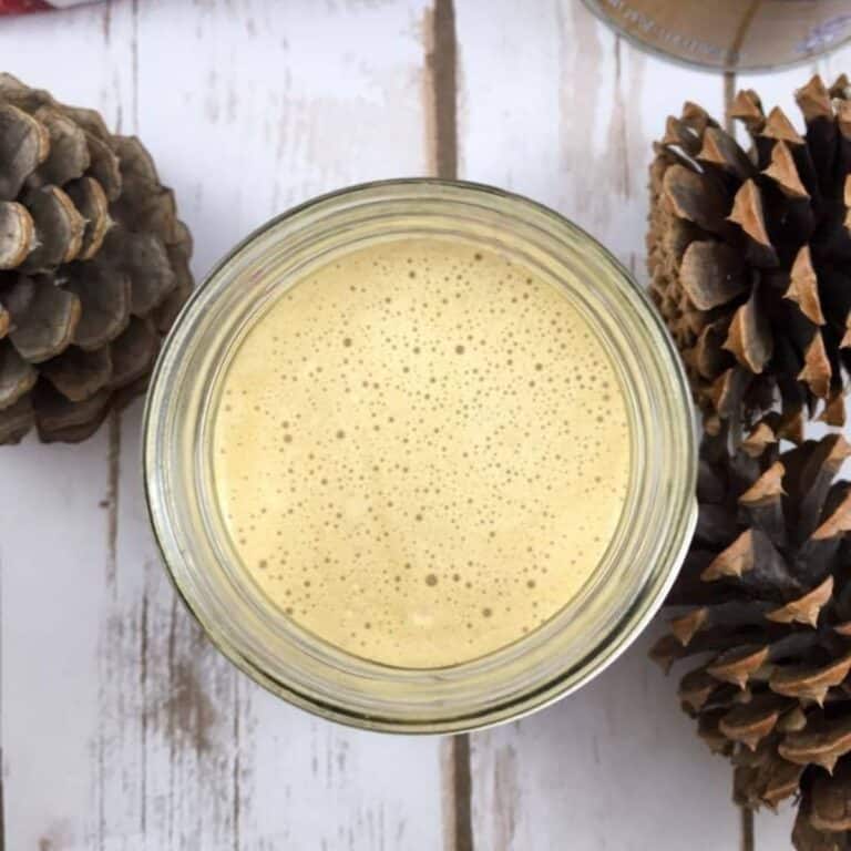 Eggnog recipe, homemade holiday drink, festive beverage, creamy eggnog, winter holiday.