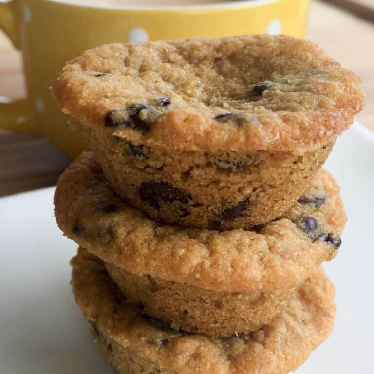 Two Bite Chocolate Chip Cookie Muffins {THM-S, Low Carb, Sugar Free}