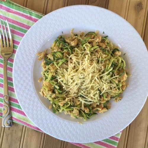 Italian Zoodles with Chicken & Parmesan {THM, Low Carb, Gluten Free}
