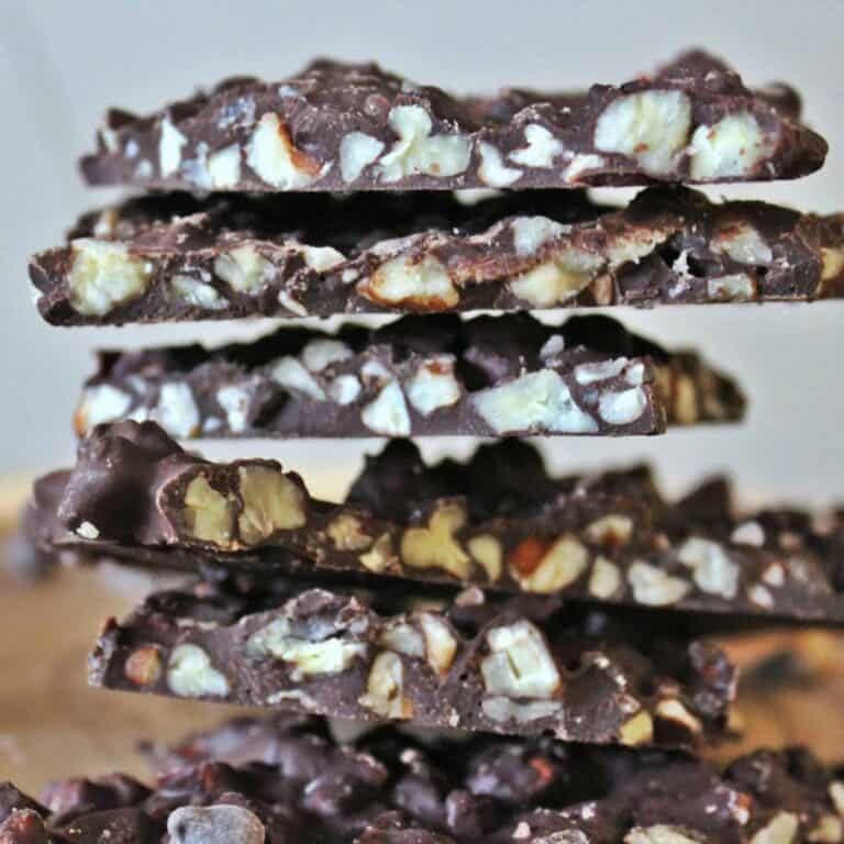 Salted Dark Chocolate Pecan Bark {THM-S, Sugar Free, Low Carb}