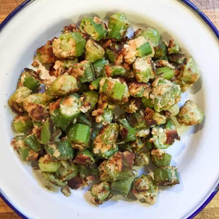Southern Fried Okra {THM-S, Low Carb, Gluten Free}